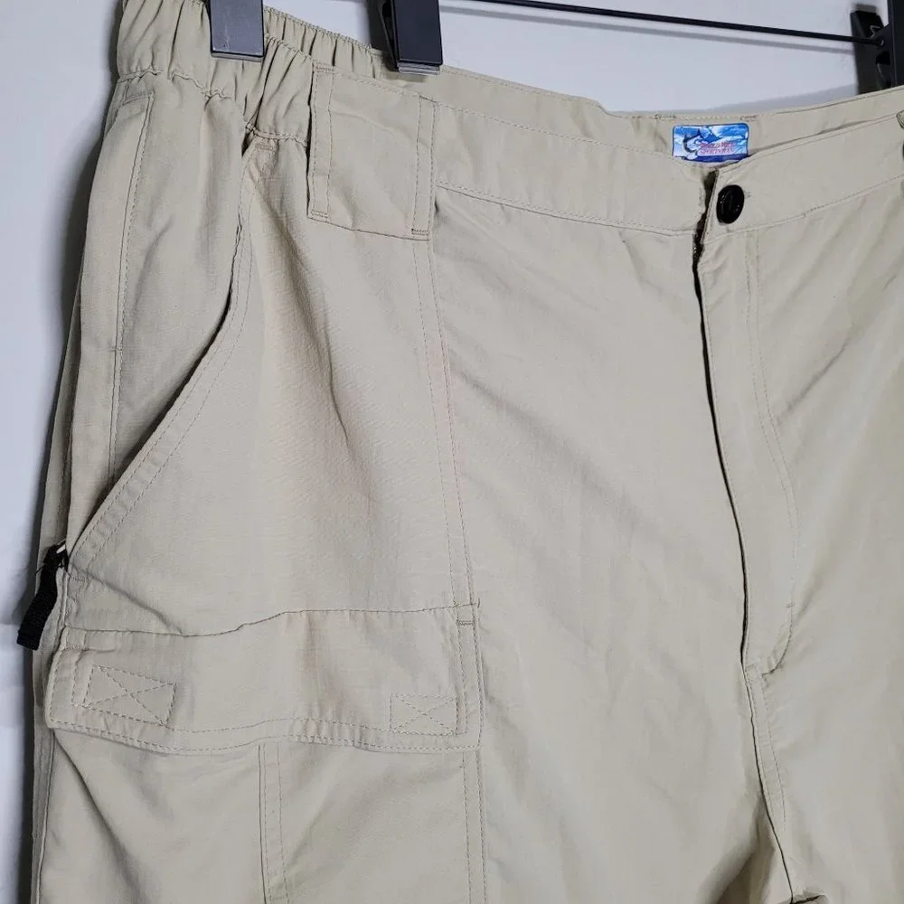 World Wide Sportsman Nylon Fishing Convertible Pants size 3X Cream Zip Off Legs